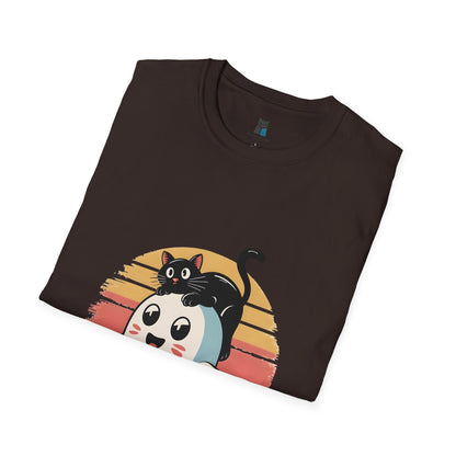 Retro Halloween Cat & Ghost T-Shirt