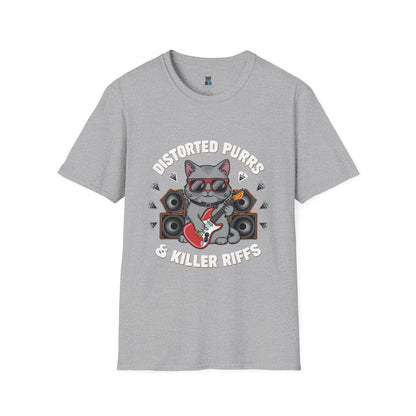 Distorted Purrs & Killer Riffs Rock ‘n’ Roll Cat T-Shirt