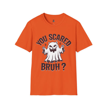 You Scared Bruh? Funny Halloween Cat Ghost T-Shirt