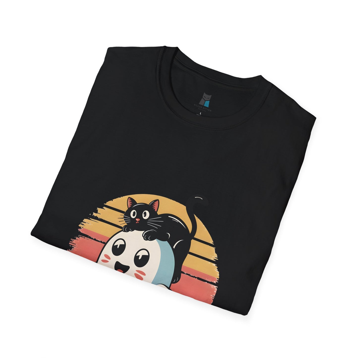 Retro Halloween Cat & Ghost T-Shirt