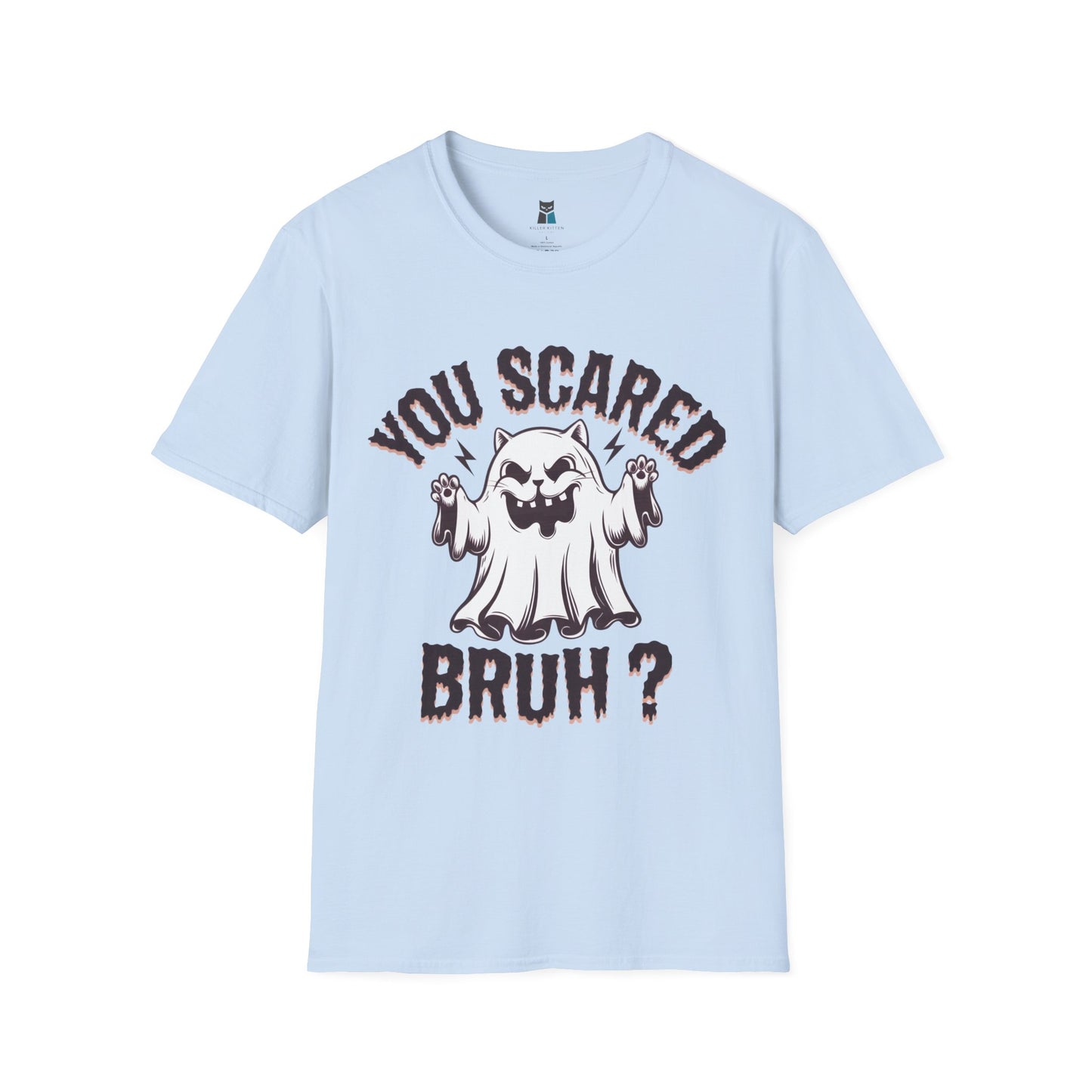 You Scared Bruh? Funny Halloween Cat Ghost T-Shirt