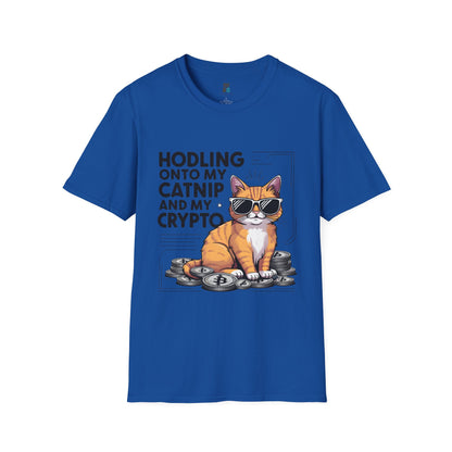 Hodling Onto My Catnip and Crypto Cat T-Shirt