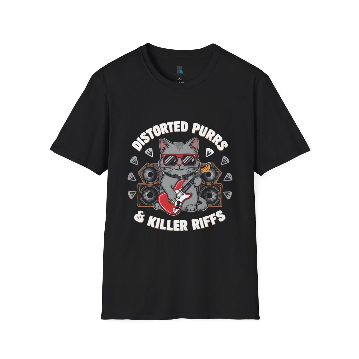 Distorted Purrs & Killer Riffs Rock ‘n’ Roll Cat T-Shirt