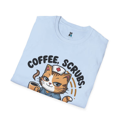 Coffee, Scrubs, and Cattitude Cute Nurse Cat T-Shirt