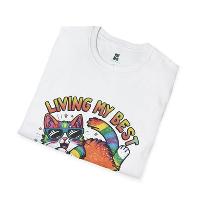 Living My Best LGBT-Q-T Life Pride Cat T-Shirt