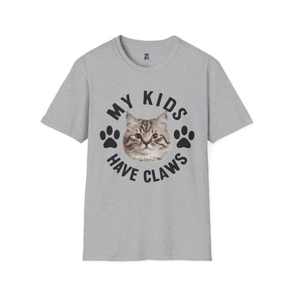 Purrfect Cat Mom T-Shirt - 'My Kids Have Claws' Design