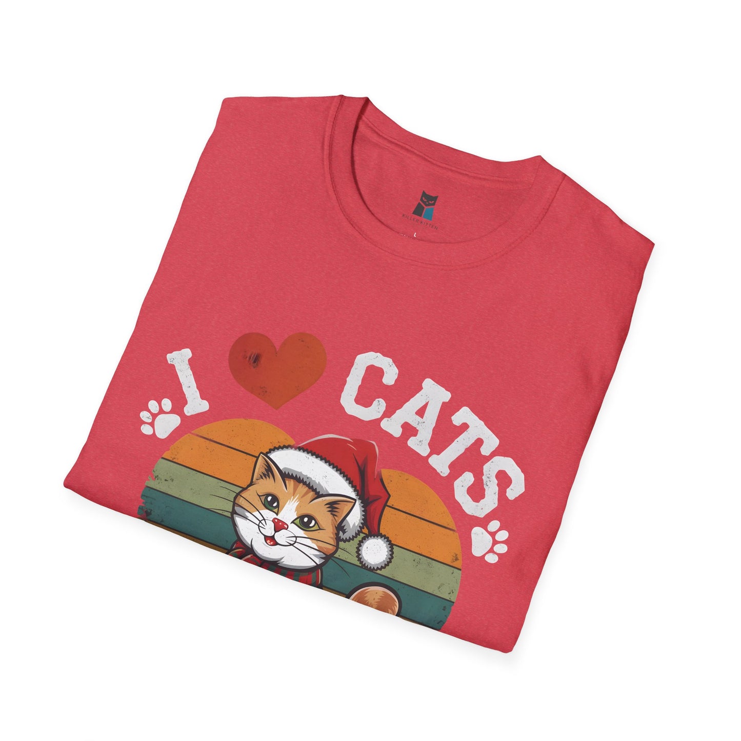 I Love Cats Christmas Unisex Softstyle T-Shirt