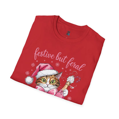 Festive but Feral Cat Unisex T-Shirt