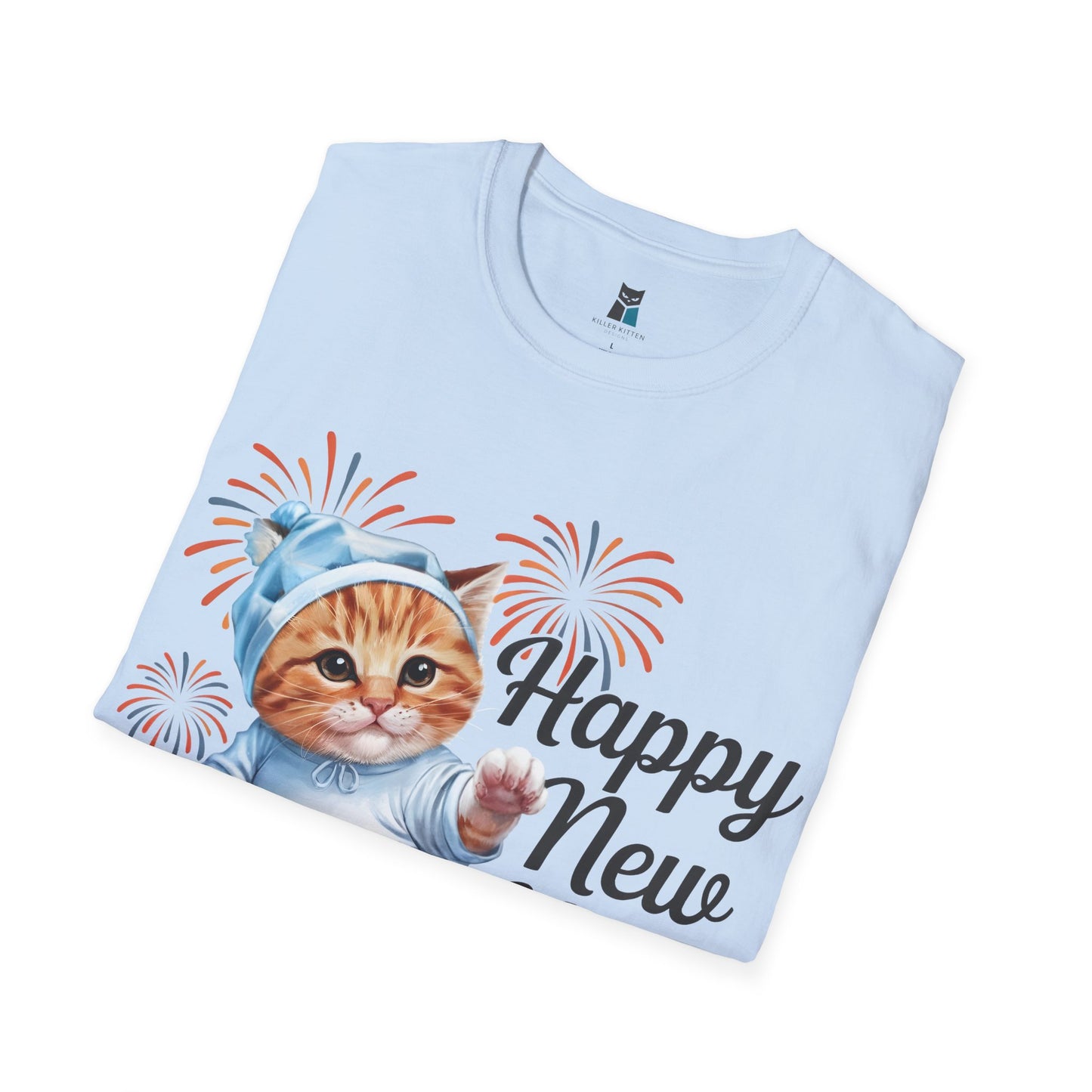 Happy New Year 2025 Cat Unisex Softstyle T-Shirt