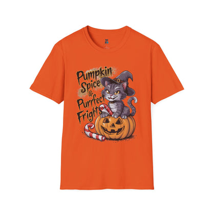 Pumpkin Spice & Purrfect Frights Halloween Cat T-Shirt