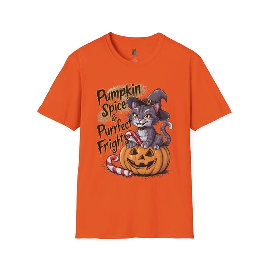 Pumpkin Spice & Purrfect Frights Halloween Cat T-Shirt