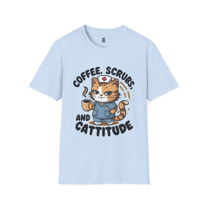 Coffee, Scrubs, and Cattitude Cute Nurse Cat T-Shirt