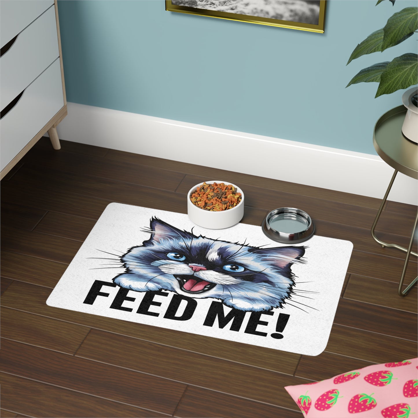 “Feed Me!” Cat Food Mat – Non-Slip, Easy-Clean Design for Feline Dining