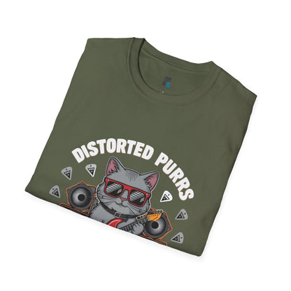 Distorted Purrs & Killer Riffs Rock ‘n’ Roll Cat T-Shirt