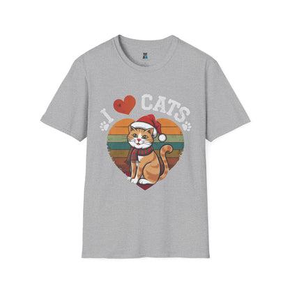 I Love Cats Christmas Unisex Softstyle T-Shirt