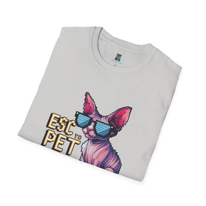 ESC to Pet Cat – Gamer & Cat Lover Graphic T-Shirt