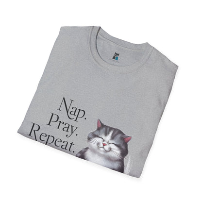 Nap Pray Repeat Catholic Cat T-Shirt