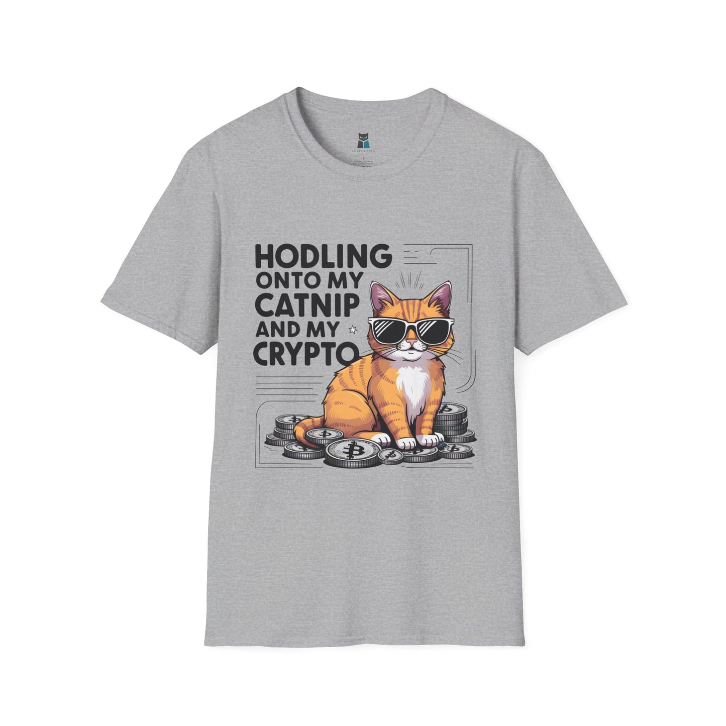 Hodling Onto My Catnip and Crypto Cat T-Shirt