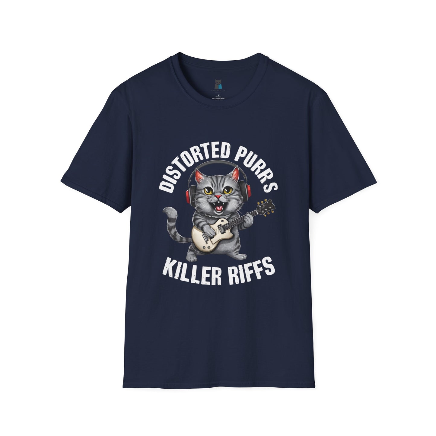 Distorted Purrs & Killer Riffs Rock ‘n’ Roll Cat T-Shirt