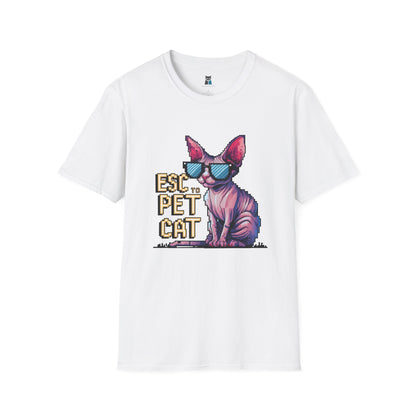 ESC to Pet Cat – Gamer & Cat Lover Graphic T-Shirt