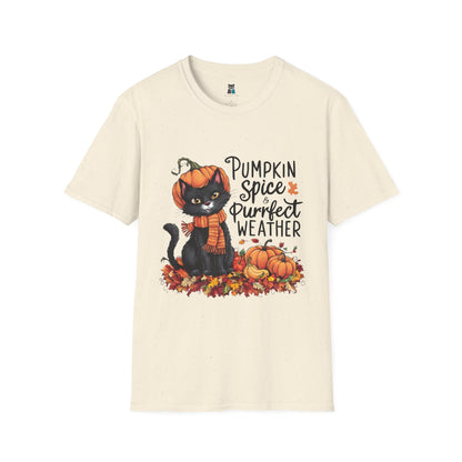 Pumpkin Spice & Purrfect Weather Cozy Fall Vibes Cat T-Shirt