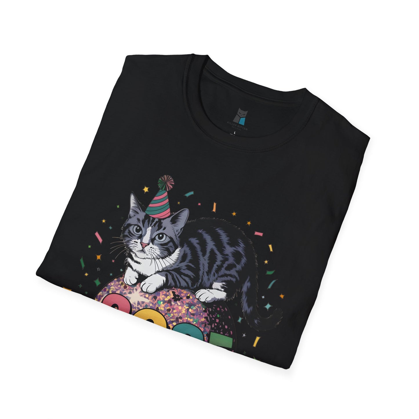 2025 New Year Celebration Cat Unisex Softstyle T-Shirt