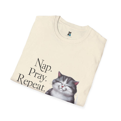 Nap Pray Repeat Catholic Cat T-Shirt