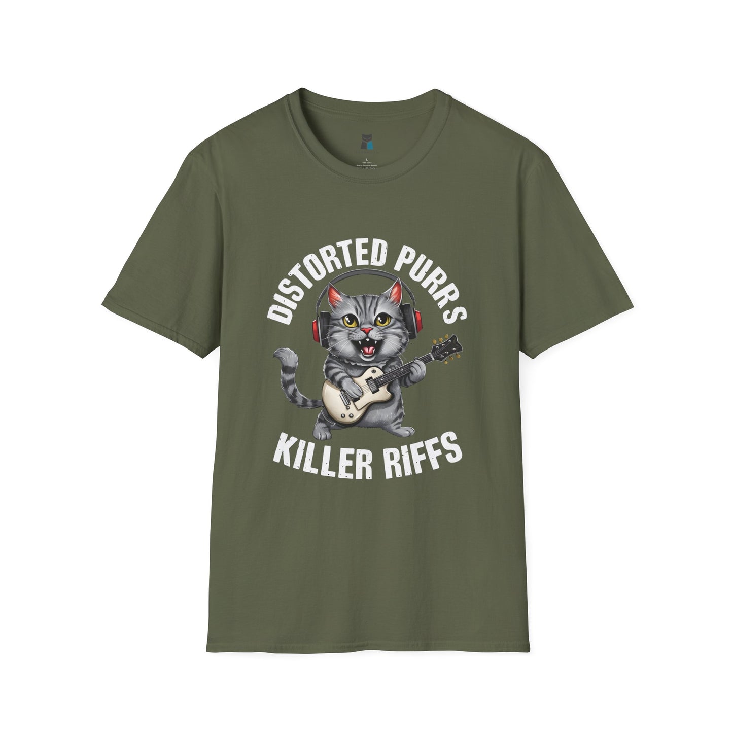 Distorted Purrs & Killer Riffs Rock ‘n’ Roll Cat T-Shirt