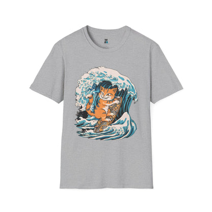 Ukiyo-e Surfing Cat T-Shirt