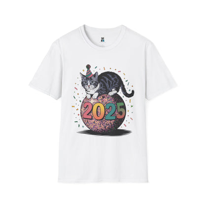 2025 New Year Celebration Cat Unisex Softstyle T-Shirt