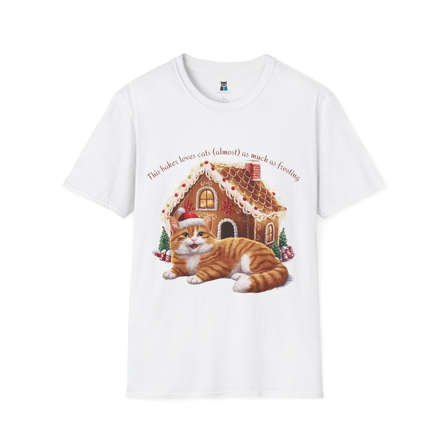 Cozy Christmas Cat Gingerbread House T-shirt